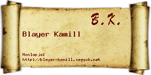 Blayer Kamill névjegykártya